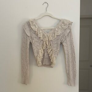 Zara Lace Knit Sweater in Cream